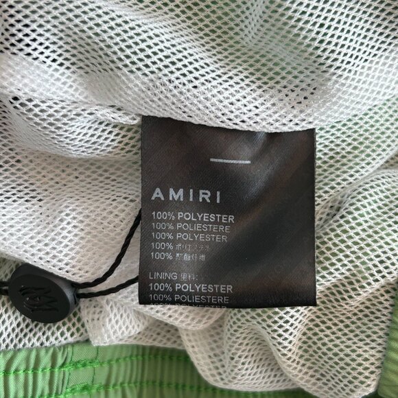 Amiri Green & White MA Bar Logo Swimshorts - Picture 4 of 4
